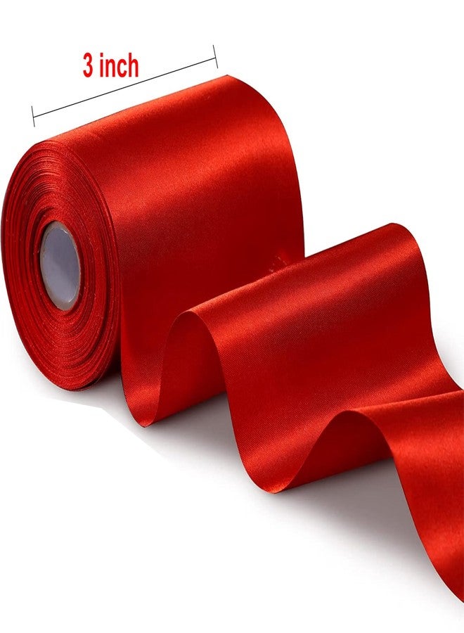 IMPRINT 3 Inch Wide 10 Meter Longs | Red Satin Ribbon | Perfect for Crafts, Gift Wrapping, Bow Making and More | Pack of 1 - Image 2